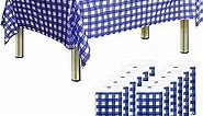 Sonluma 12 Pack 108" X 54" Blue Checkered Premium Disposable Plastic Tablecloth for 8ft Long Rectangle Tables, Waterproof Covers for Indoor or Outdoor Events & Parties