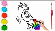 How to Draw a Cute Rainbow Unicorn 🦄 for Kids | Easy Unicorn Drawing,Satisfying Magical Rainbow Art