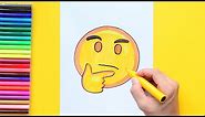 How to draw Thinking Face Emoji
