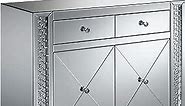 Coaster Furniture Contemporary Glam 2 Drawer Entryway Mirrored Cabinet Storage Door Cabinet Acrylic Crystal Silver 951050