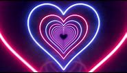 Pink and Blue Neon Lights Love Heart Tunnel Background | 4k 60fps Abstract Background