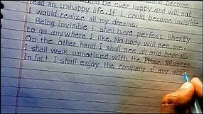 If I were invisible essay in English//paragraph//handwriting || write about