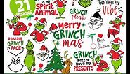 Grinch SVG Bundle Christmas Merry Grinchmas Resting Grinch Face Cricut T-Shirt Vector Cut File Baby