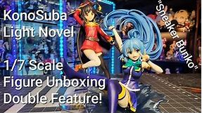 KonoSuba Sneaker Bunko Light Novel 1/7 Scale Figure Unboxing Double Feature Aqua & Megumin