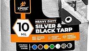 Heavy Duty Poly Tarp - 5' X 7' -10 Mil Thick Waterproof, UV Blocking Protective Cover - Reversible Silver and Black - Laminated Coating - Grommets - by Xpose Safety