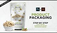 Product Packaging Design in Illustrator/Photoshop | 3D Pouch Mockup