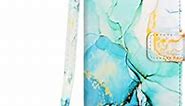 Phone Case Pixel 6A Marble Leather Wallet Flip Cases Cover with Credit Card Holder for Women Green with Long Crossbody Lanyard and Wrist Strap