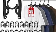 30 Pcs Travel Hangers Portable Foldable Travel Hanger Organizer, Plastic Travel Accessories Essentials Clothes Drying Rack Folding Hangers for Traveling Camping RV Cruises, Black