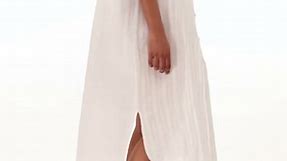 Polo Ralph Lauren Women's Linen Blend Beachwear Maxi Cover Up Boyfriend Cover Up... | SwimOutlet.com