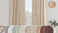 MIULEE Camel Beige Linen Curtains 96 Inch Long for Bedroom Living Room, Soft Thick Linen Textured Window Drapes Semi Sheer Light Filtering Back Tab Rod Pocket Burlap Look Farmhouse Decor, 2 Panels