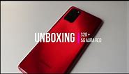 Unboxing the Samsung S20+ 5G Aura Red...Physical Appearance and Packing content..