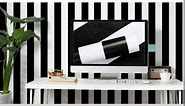 Amiya Wallpaper Peel and Stick Black and White Striped Wallpaper Stick Wallpaper Geometric Wallpaper Peel and Stick Easy to Clean DIY Home Decoration 17.7'' x 120'' Roll Contemporary Design