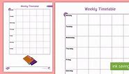 Home School Timetable for Weekly Activity Planning