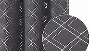 Deconovo Silver Print Curtains (42x45 Inch, Grey/Silver, 2 Panels) Blackout Curtains for Kitchen, Thermal Drapes, Room Darkening Panels