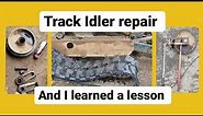 Mini/midi digger, excavator track idler wheel repair, and learn a lesson