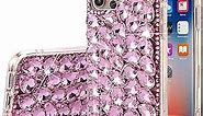 Gdrtwwh for iPhone 11 Pro Max Bling Glitter Case,Luxury Shiny Diamond Crystal Rhinestone Handmade Protective Case Cover for Women (Pink)