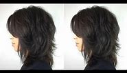 How to cut Medium Length Shaggy Bob Haircut With Bangs | Layered Bob Cutting Techniques