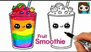 How to Draw a Rainbow Fruit Smoothie 🍓 Cute Drink Art