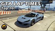 Top 10 Fastest Cars (2023) - GTA 5 Best Fully Upgraded Cars Lap Time Countdown