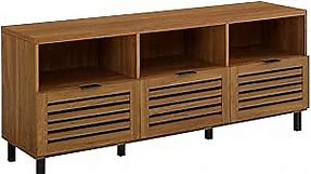 Walker Edison Modern Wood TV Stand with Slat Doors for TV's up to 65" Flat Screen Living Room Storage Cabinet Doors and Shelves Entertainment Center, 58 Inch, English Oak