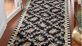 SAFAVIEH Chelsea Collection Runner Rug - 2'6" x 10', Black & Ivory, Hand-Hooked French Country Wool, Ideal for High Traffic Areas in Living Room, Bedroom (HK164A)