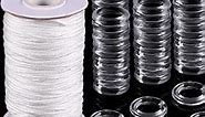 100 Pieces Clear Roman Curtain Rings Blind Roman Ring and 55 Yards Roman Blind Cord 8-13 mm Transparent Plastic Rings 1.8 mm White Braided Lift Shade Cord for DIY Roman Curtains