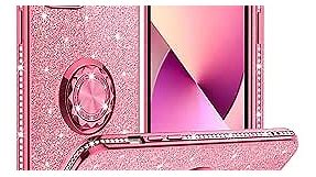 OCYCLONE for iPhone 13 Pro Case, Luxury Glitter Sparkle Diamond Cover with Ring Stand, Bling Protective Cute Phone Case Compatible with 6.1 inch iPhone 13 Pro Case for Women Girls - Pink