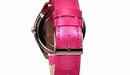 GUESS Women's U0535L1 Pink Heart Watch with Rose Gold-Tone Case & Genuine Patent Leather Strap