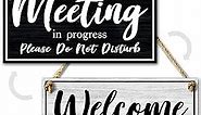 Do Not Disturb Door Hanger Sign - 10 x 5 Dibond Meeting In Progress Door Sign - Two Sided Reversible Door Sign - In a Meeting Sign for Office Door