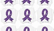 20 Sheets 240 Pcs Purple Ribbon Glitter Tattoos Domestic Violence Awareness Ribbon Temporary Tattoos Lupus Overdose Alzheimers Pancreatic Cancer for Women Man Charity Public Social Event