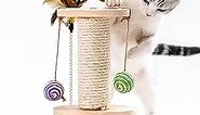 Cat Toy 2-Layer Turntable Cat Ball Toy with Feather,Kitten Toys Interactive Cat Toy with Eight Interactive Balls and Two Sisal Dangling Balls,Cat Scratching Post for Indoor Cats and Kittens