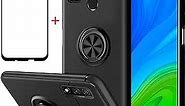 AKABEILA for Huawei P Smart Plus Case Screen Protector Compatible for Huawei Nova 3i Cover [with Tempered Glass Free] Carbon Fiber Silicone Bracket Shockproof Phone Cases 6.3"