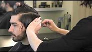 Classic men's medium length haircut with shear & clipper