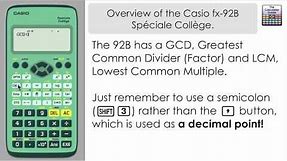 Overview of the Casio fx-92B Spéciale Collège - (Casio Calculator fx-92 Speciale College)