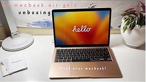 m1 macbook air gold // unboxing (my first macbook!)