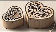Heart shape Laser cut wooden gift box for Valentine’s Day, Jewelry case Digital Download |#362|