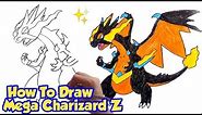 How To Draw Mega Charizard Z ( X+Y fusion) | Pokemon | Step by step drawing