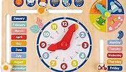 TOOKYLAND Montessori Educational Wooden Learning Toys Kids Daily Calendar My Calendar Clock Wooden Toys Gifts for Toddler Kids Age 3+