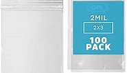 GPI Clear Plastic Reclosable Zip Poly Bags, Case of 100, 2-mil Thick, 2 Inch x 3 Inch, for Travel, Storage, Shipping