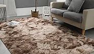 5x8 Large Area Rugs for Living Room, Super Soft Fluffy Modern Bedroom Rug, Tie-Dyed Brown Indoor Shag Fuzzy Carpets for Girls Kids Nursery Room Home Decor