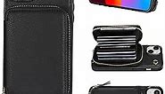 Bocasal Crossbody Wallet Case for iPhone 15 Plus, RFID Blocking Leather Purse Case with Card Holder, Protective Handbag Flip Cover with Zipper Wrist Strap Lanyard for Women 5G 6.7 Inch (Black)