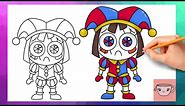 How To Draw Chibi Pomni from The Amazing Digital Circus | Cute Easy Drawing Tutorial