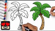 How To Draw Tropical Palm Tree for Beginners