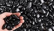 CJGQ Black Pebbles for Plants 3lb Bulk Bag 1"- 1.5" Aquarium Gravel Decorative Polished Stone Natural River Rocks for Fish Tank…