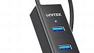 Unitek 4-Port USB 3.0 Hub, 4 Ft Long Cable USB Extension Multiple Port Splitter with Micro USB Charging Port Compatible for Windows PC, Laptop,Flash Drive,Wireless Mouse Keyboard 1.2 M - Black