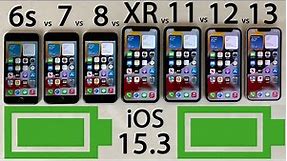 iPhone 13 vs 12 vs 11 vs XR vs 8 vs 7 vs 6s BATTERY Test on iOS 15.3