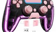 BRHE Wireless Controller for PS4 with Hall 3D Joysticks/RGB LED Lights/Programming Funtion,PinkPS4 Controller Remote Joystick Gamepad,Game Controller for PS4/Slim/Pro