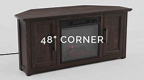 CROSLEY FURNITURE Camden Black 58 in. Corner TV Stand Fits 60 in TV with Cable Management CF101258-BK
