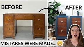 Repurpose a Desk into Nightstands | A Thrift Store Makeover with an MCM Desk