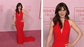 Zooey Deschanel radiates in red at Fashion Trust event in LA